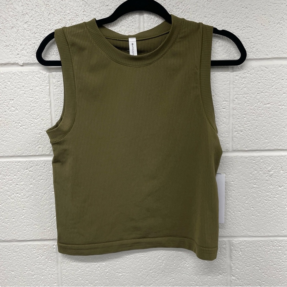 Olive Green Athleta Sleeveless Ribbed Top